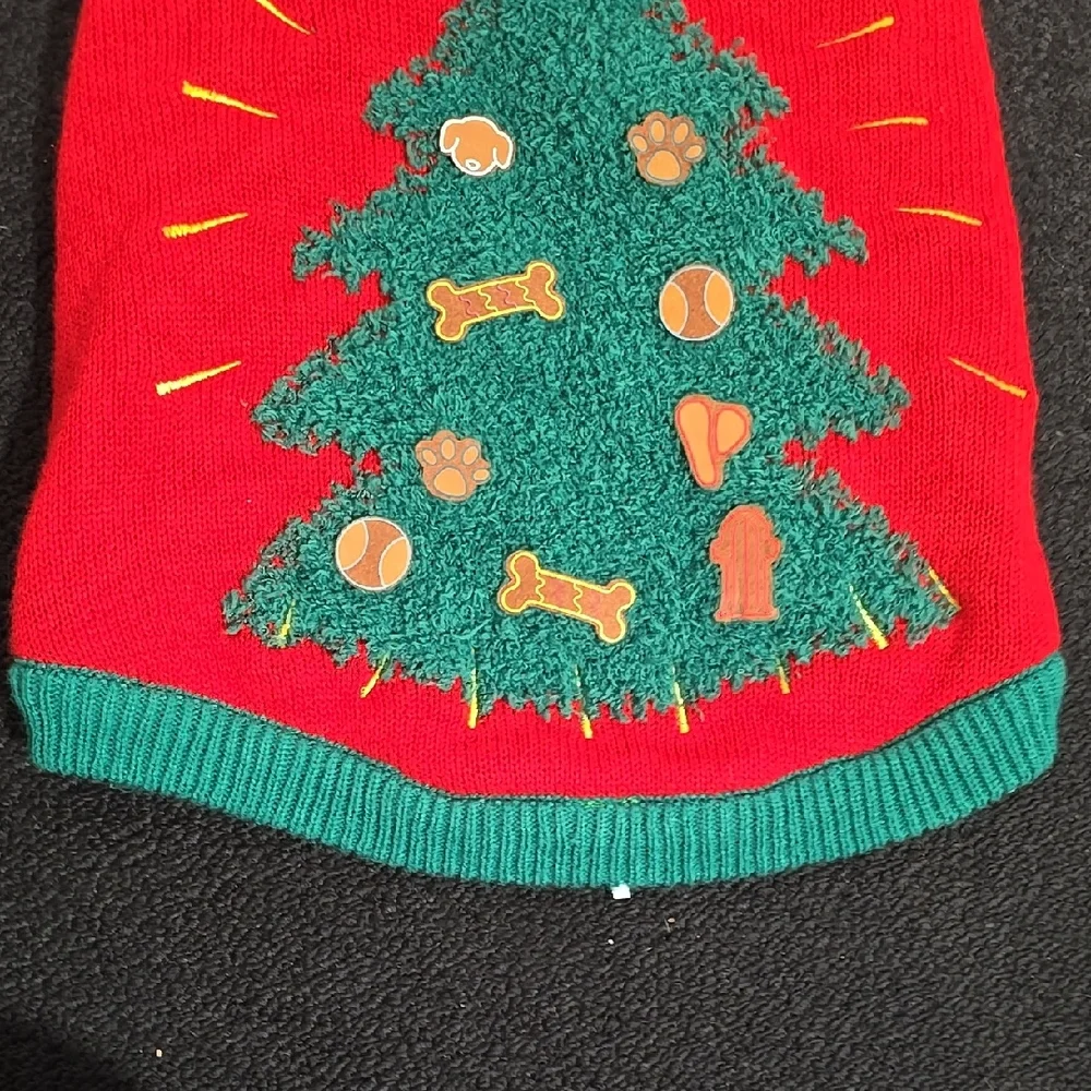 Festive Dog Sweater with Christmas Tree Design